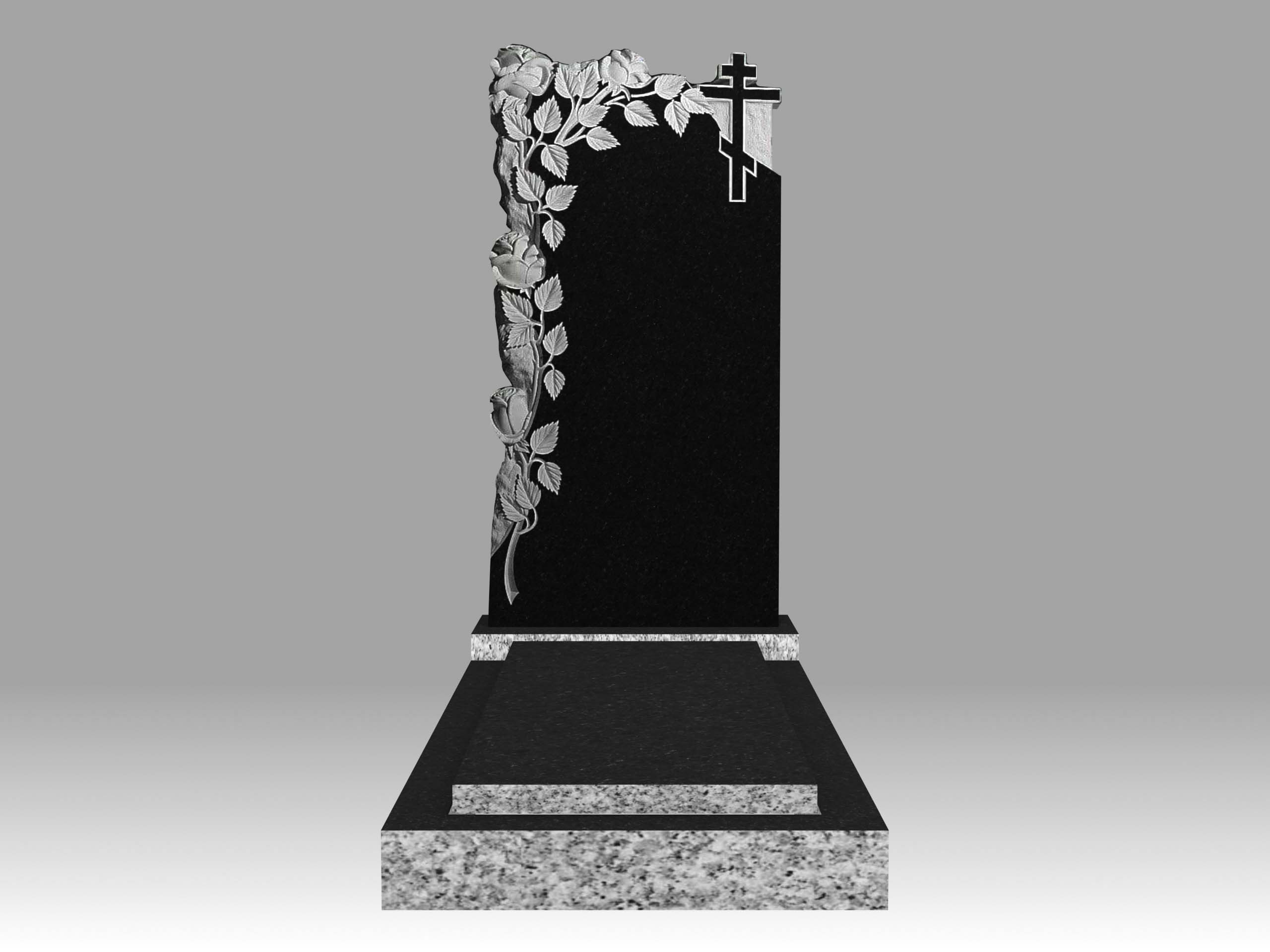 Памятник 17О цветы и крест с цветником и плитой 120х60