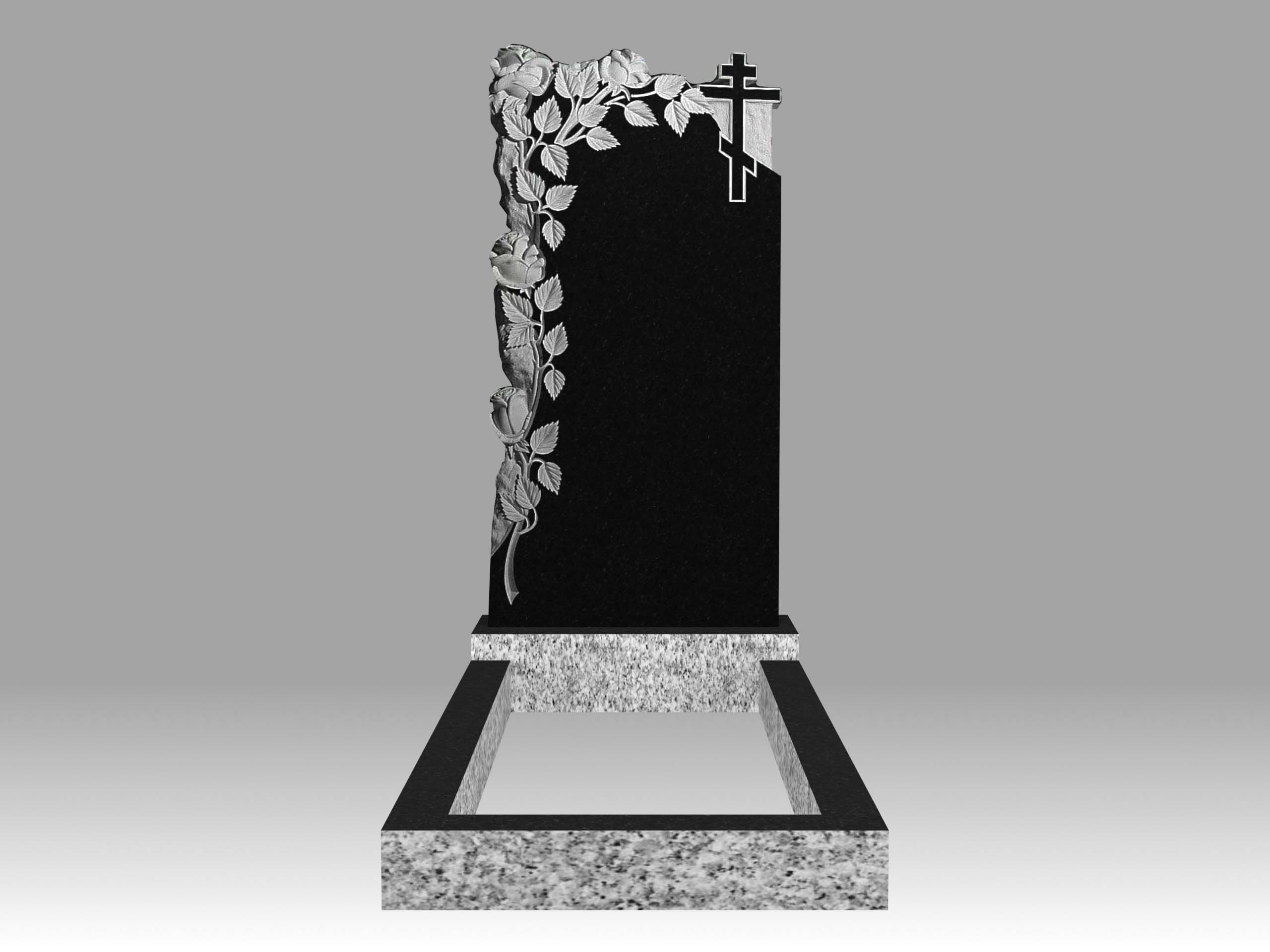 Памятник 17О цветы и крест с цветником 100х50